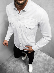 Koszula męska jeansowa biała OZONEE O/5812Z