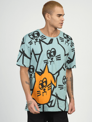 T-Shirt męski z nadrukiem miętowy OZONEE MR/21535