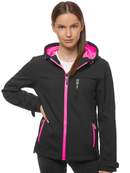 Kurtka softshell damska z kapturem czarna OZONEE JS/KSW6007