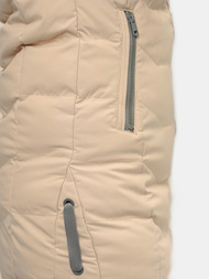 Kamizelka damska długa pikowana z kapturem beżowa OZONEE N/7042