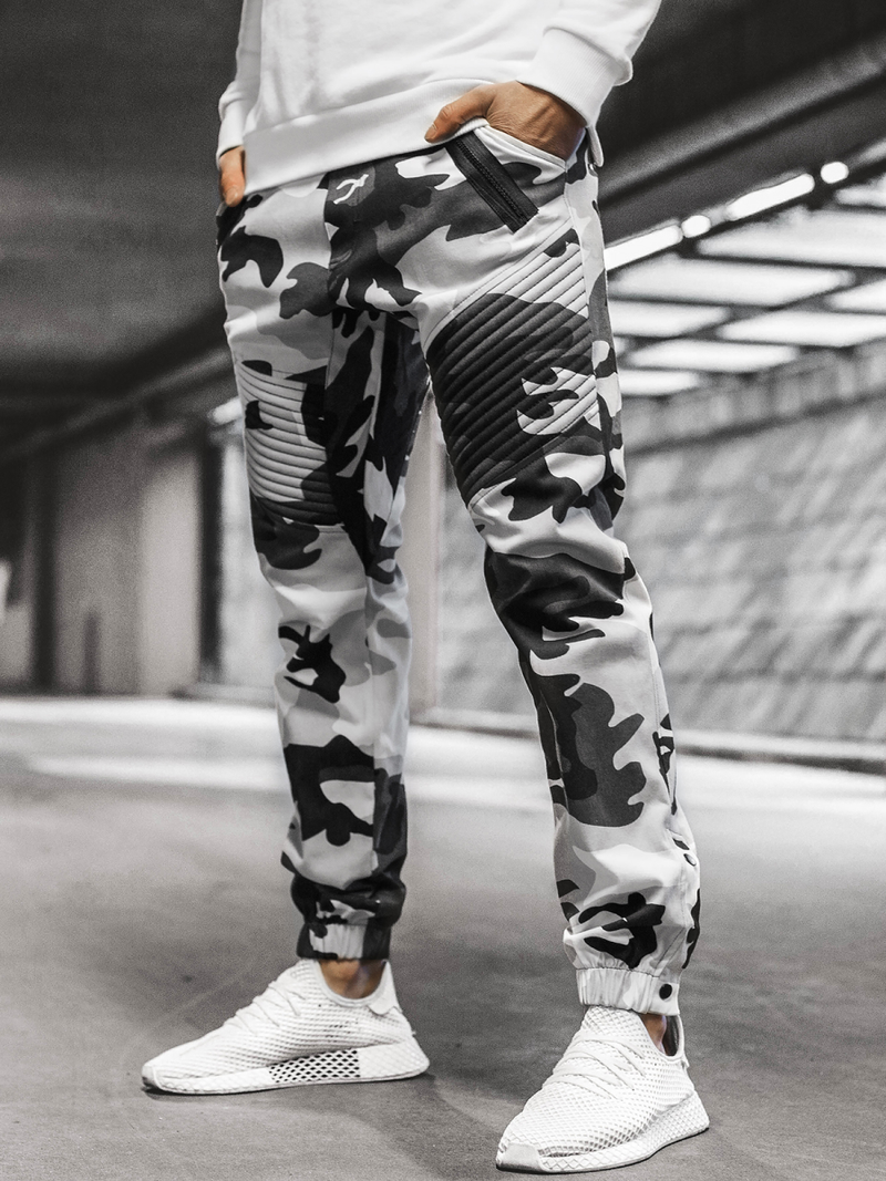 Spodnie męskie chino joggery czarno-białe OZONEE A/0952