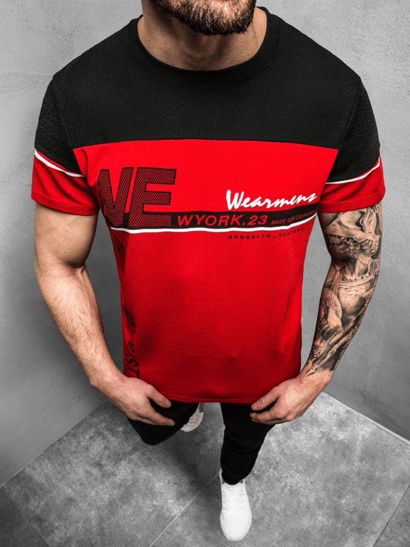 T-Shirt męski czerwony OZONEE JS/SS11002Z