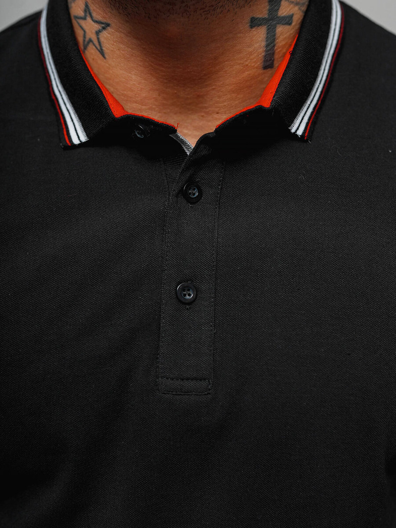 Koszulka męska polo czarna OZONEE O/DA729