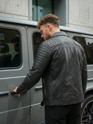 Kurtka skórzana męska ramoneska czarna OZONEE JS/11Z8069