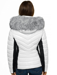 Kurtka zimowa damska z futerkiem biała OZONEE O/DK059/28