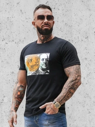 T-Shirt męski czarny OZONEE O/BL2260Z