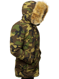 Kurtka zimowa męska parka z futerkiem zielona-moro OZONEE JB/JP1175