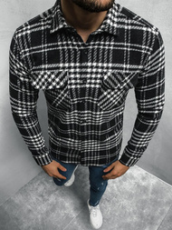 Koszula męska w kratę czarno-biała OZONEE E/3901/6