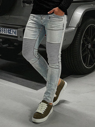 Spodnie jeansowe męskie slim fit jasno-niebieskie OZONEE O/EM8889Z