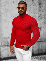 Sweter męski golf czerwony OZONEE L/1539Z