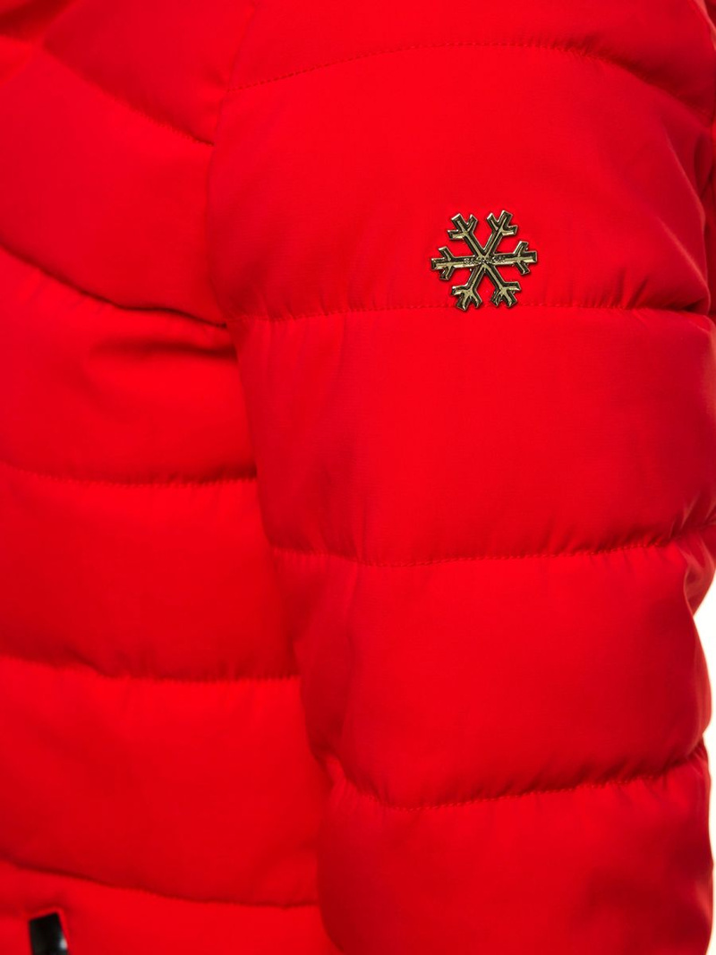 Kurtka zimowa z kapturem damska czerwona OZONEE O/M201/4