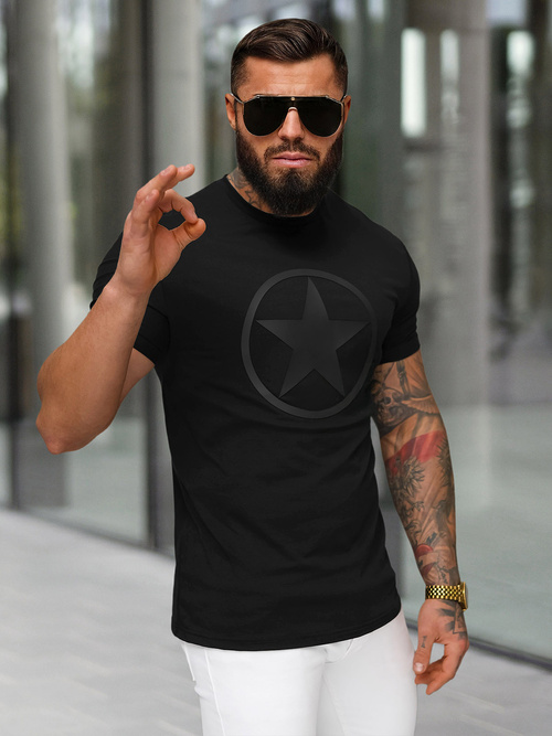 T-shirt męski slim fit czarny OZONEE NB/MT3151