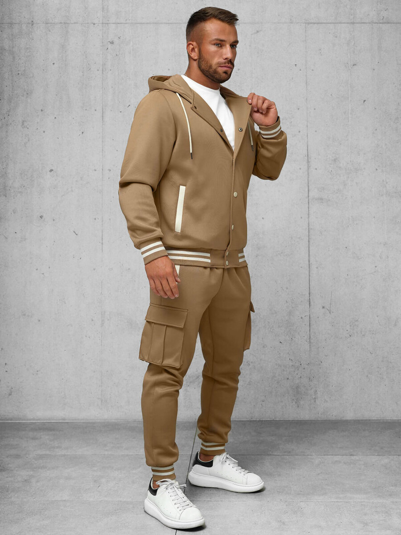 Komplet dresowy męski ciemno-beżowy OZONEE JS/27C6506/91