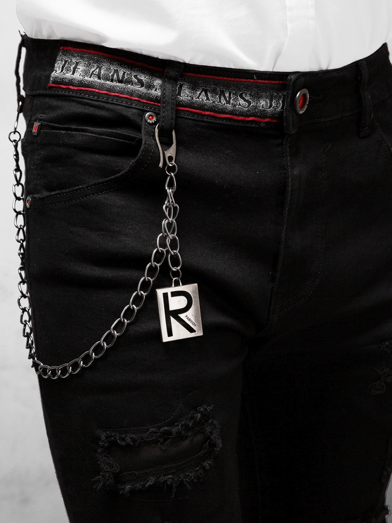 Spodnie jeansowe męskie czarne OZONEE DR/TF087Z