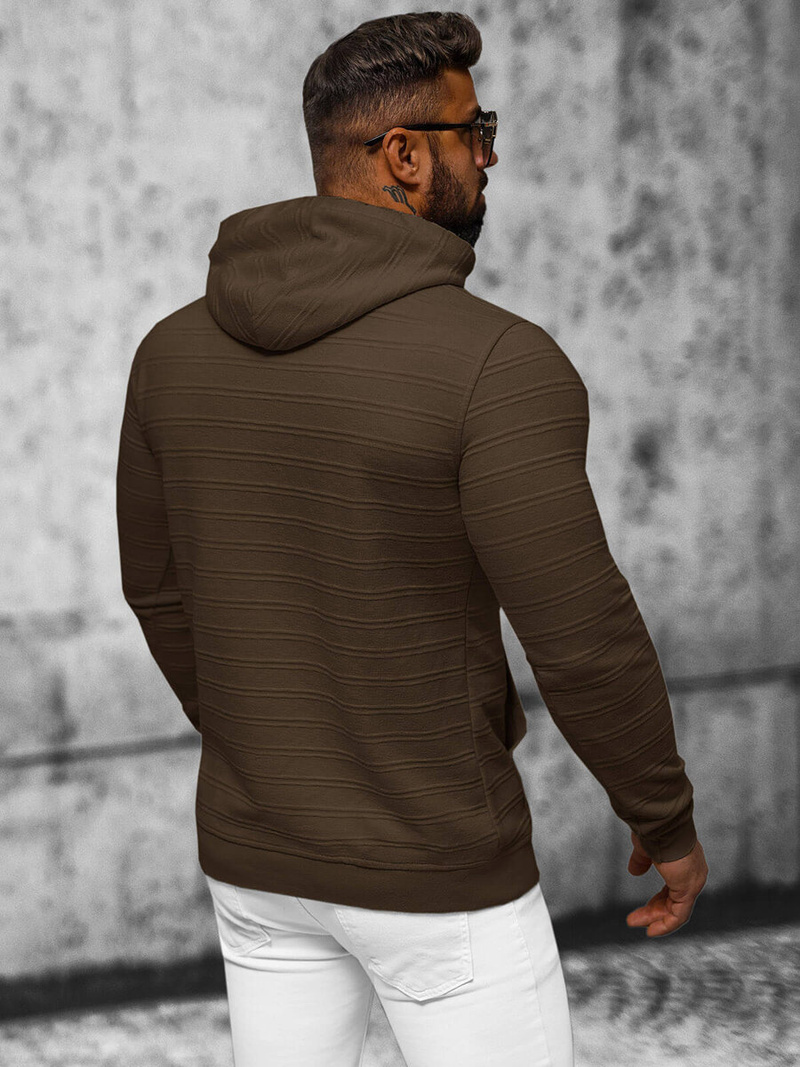 Bluza z kapturem męska brązowa OZONEE O/TB2272