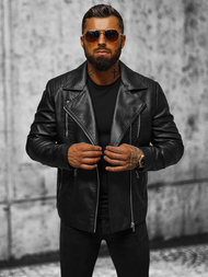 Kurtka skórzana męska ramoneska czarna OZONEE JS/11Z8067