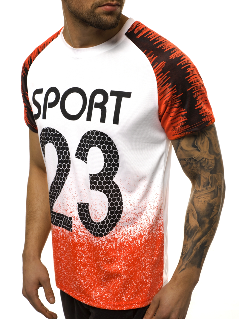 Футболка чоловіча Бiло-Помаранчева OZONEE JS/KS2068