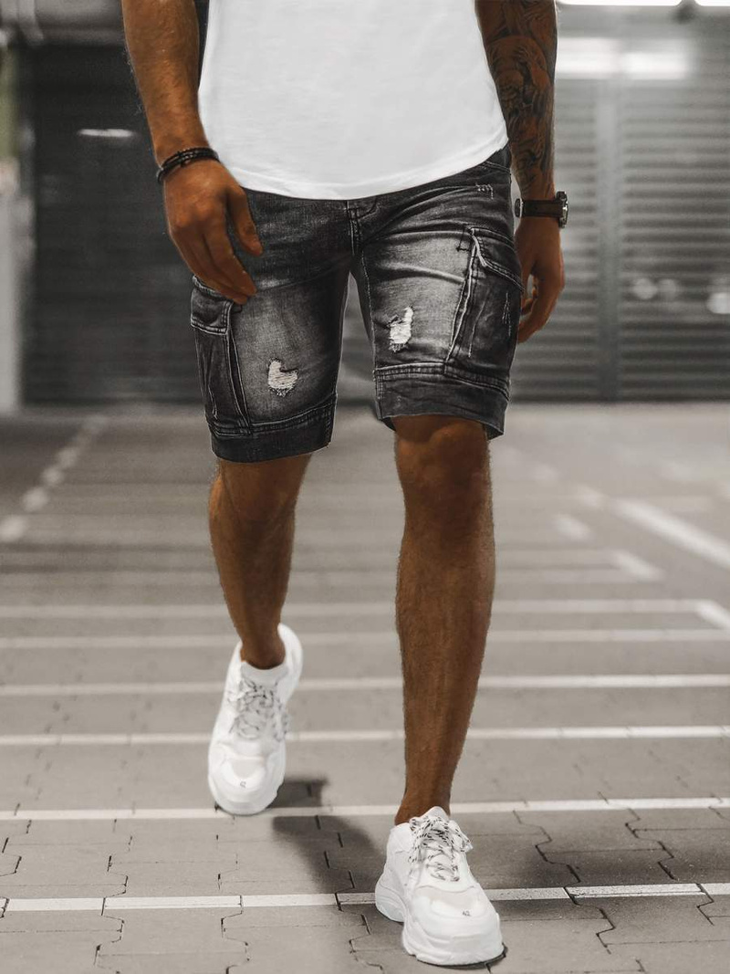 Spodenki męskie jeansowe czarne OZONEE NB/MP0039NZ