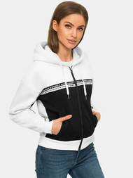 Bluza z kapturem rozpinana damska biało-czarna OZONEE JS/B26044