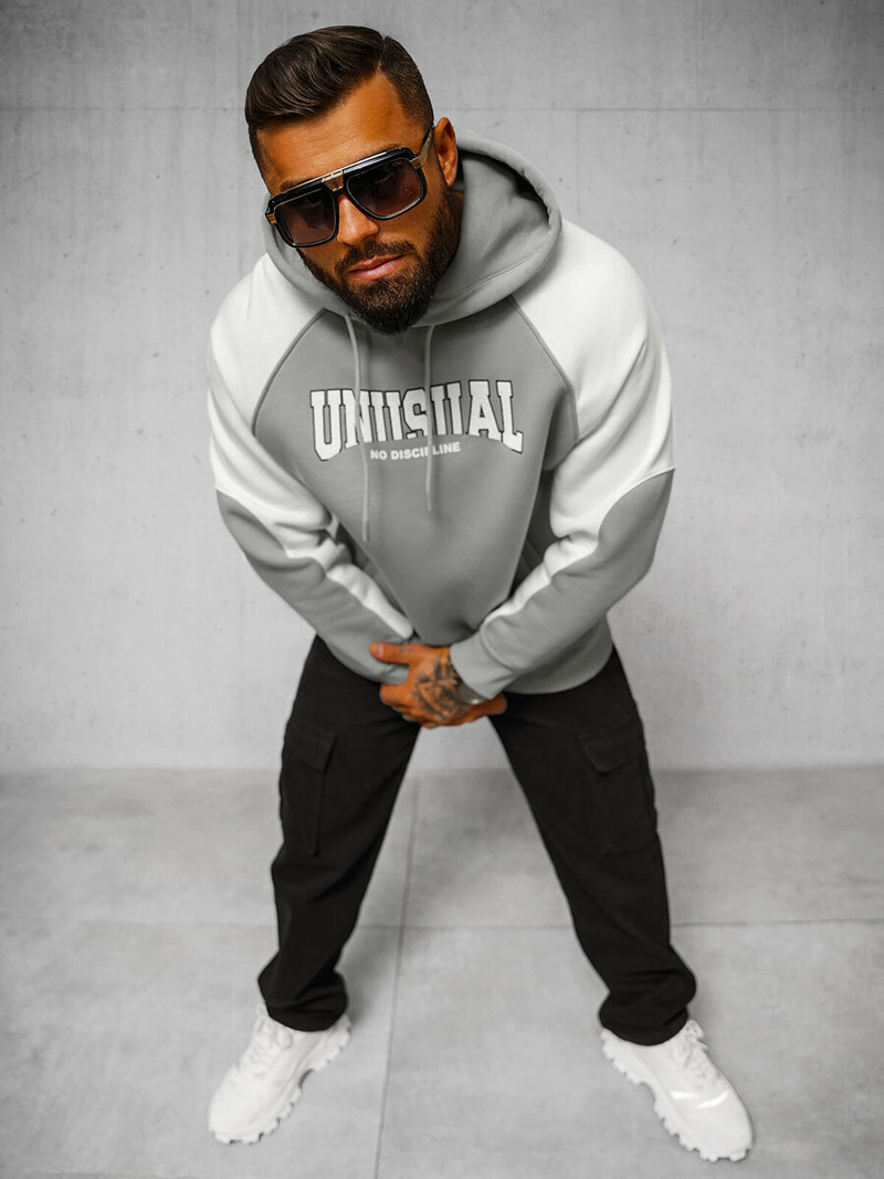 Bluza z kapturem oversize szara OZONEE O/SWE23027Z