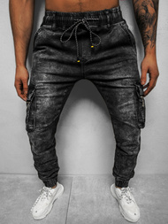 Spodnie jeansowe joggery męskie czarne OZONEE DR/TF109