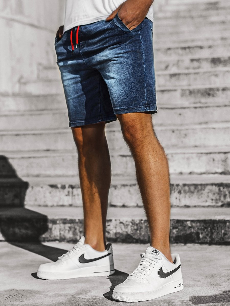 Шорти джинові чоловічі синьо-червоний OZONEE JS/KK1071