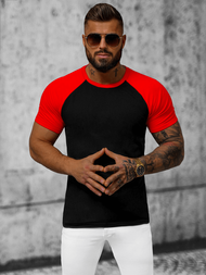 T-shirt męski czarno-czerwony OZONEE JS/8T82/10Z