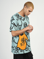 T-Shirt męski z nadrukiem miętowy OZONEE MR/21535