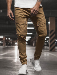 Spodnie męskie joggery camelowe OZONEE A/1003