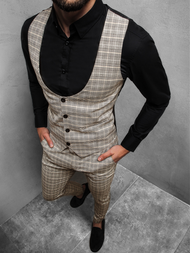 Komplet męski - kamizelka I spodnie chino beżowy OZONEE DJ/5555