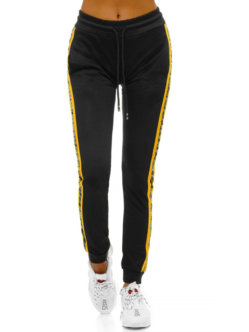 Spodnie dresowe damskie czarno-żółte OZONEE O/82318