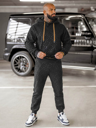 Komplet dresowy męski welurowy czarny OZONEE O/3C390