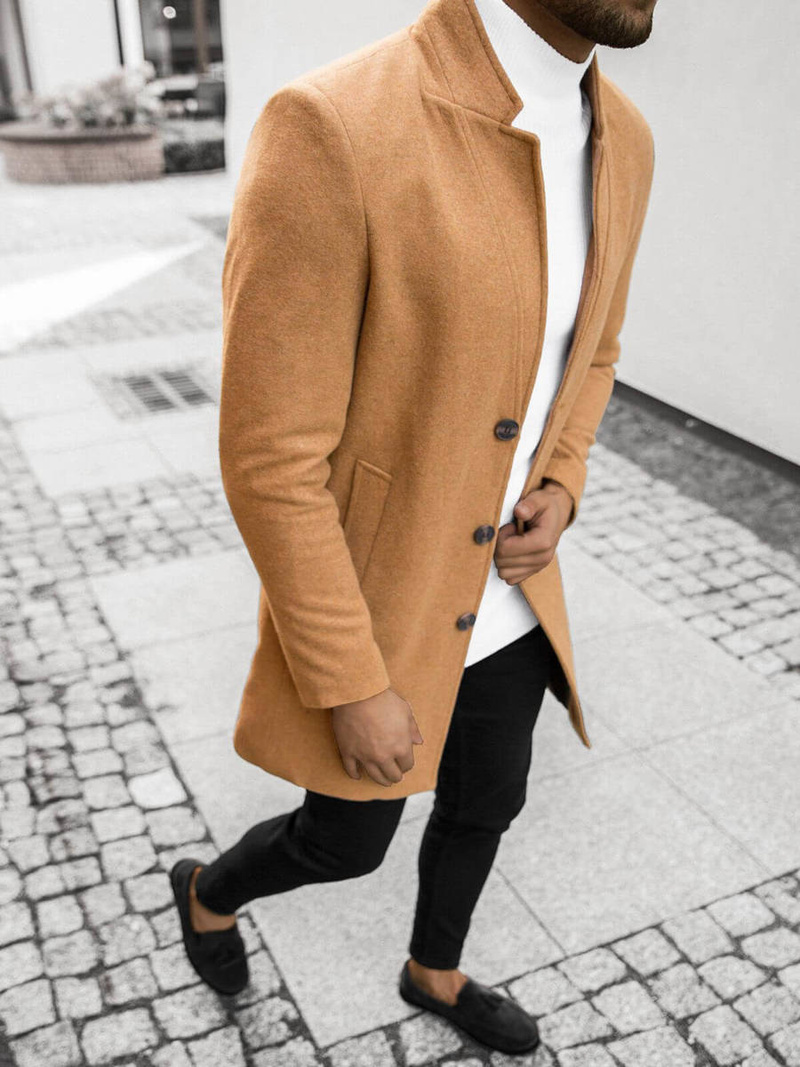 Płaszcz męski jasno-camelowy OZONEE O/5628