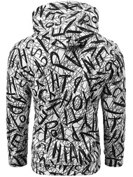 Bluza z kapturem męska biało-czarna OZONEE O/3503BZ