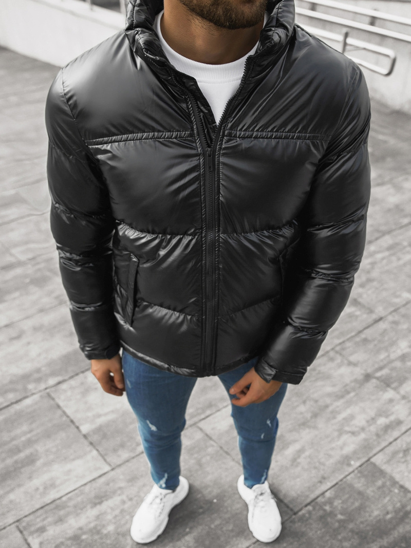 Kurtka zimowa męska pikowana czarna OZONEE JB/JP1188/3Z