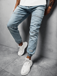 Spodnie męskie joggery jeansowe jasno-niebieskie OZONEE O/1097/1