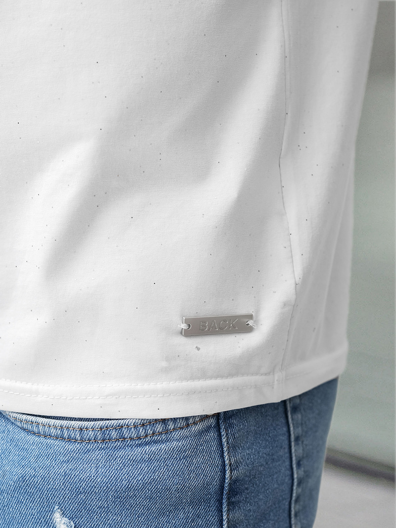 T-shirt męski slim fit biały OZONEE O/QQ1386