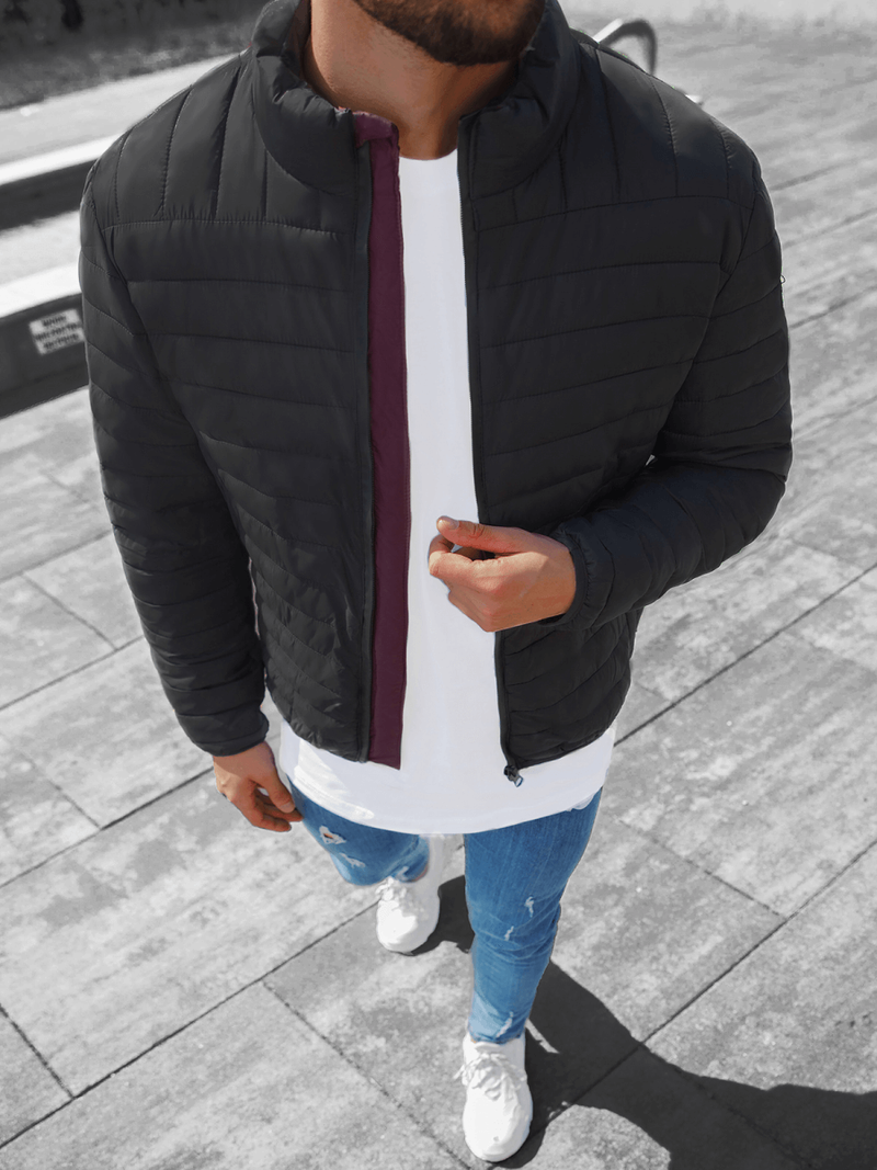 Kurtka przejściowa męska pikowana czarna OZONEE JS/M890/1