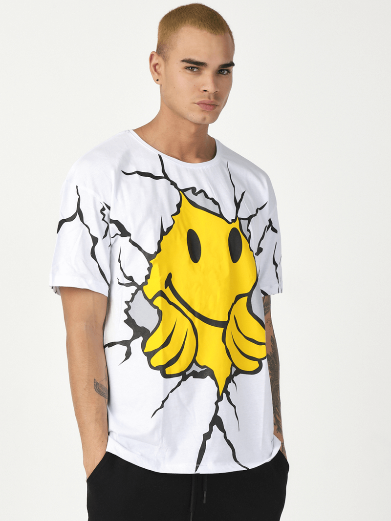 T-Shirt męski z nadrukiem biały OZONEE MR/21537