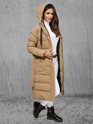 Płaszcz zimowy damski pikowany camelowy OZONEE JS/5M3178/84