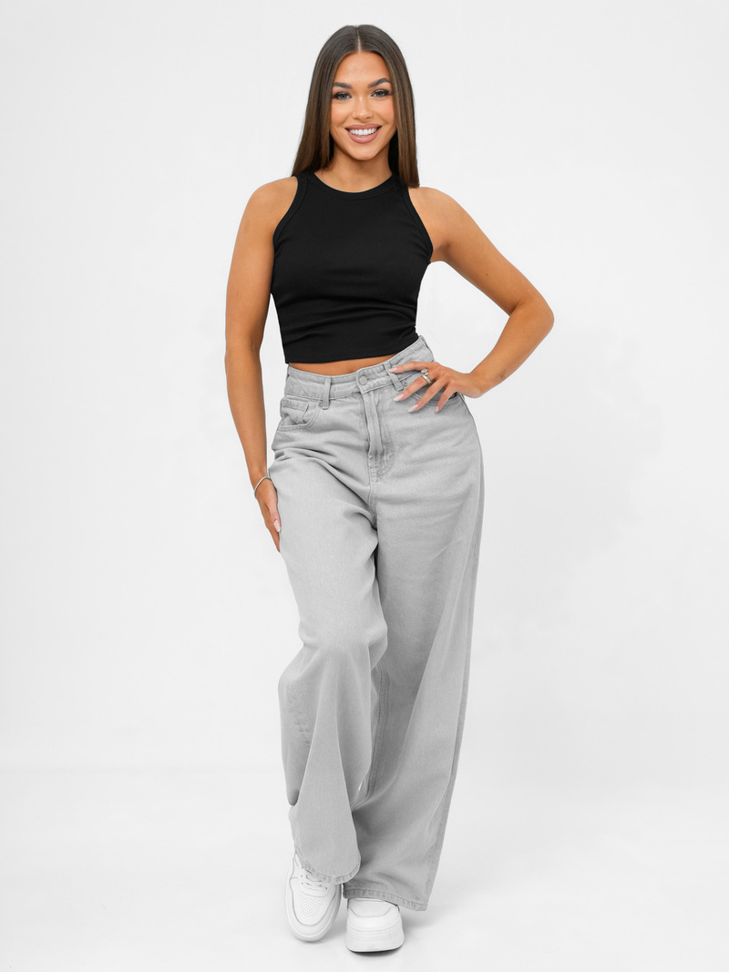 Top damski na ramiączkach czarny OZONEE JS/96T665/3