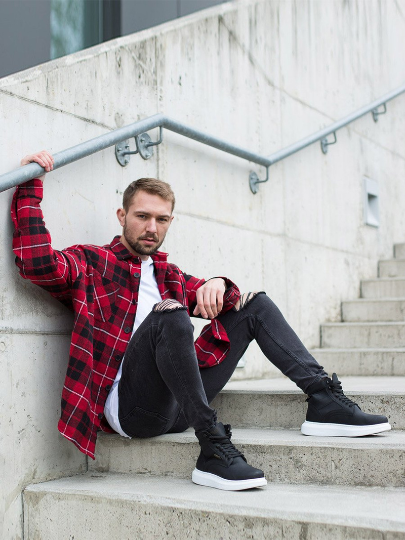 Koszula kurtka w kratę męska flanelowa czerwona OZONEE O/DR2020