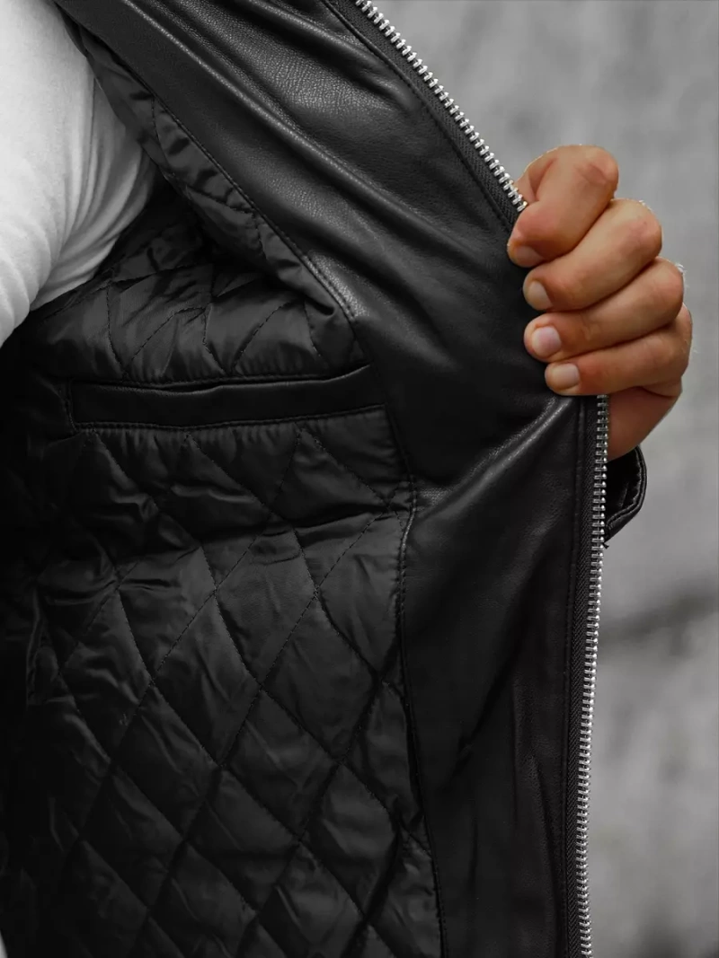 Чоловіча шкіряна куртка Чорна OZONEE JS/11Z8001