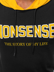 T-Shirt z kapturem męski czarny OZONEE MAD/2882Z