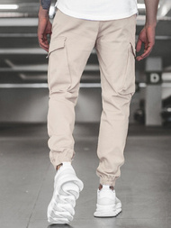 Spodnie męskie chino joggery ecru OZONEE MACH/5012