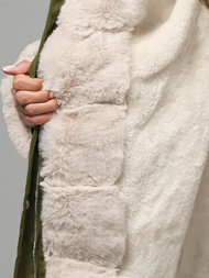 Kurtka zimowa damska długa z futerkiem zielona OZONEE JS/5M3187/136