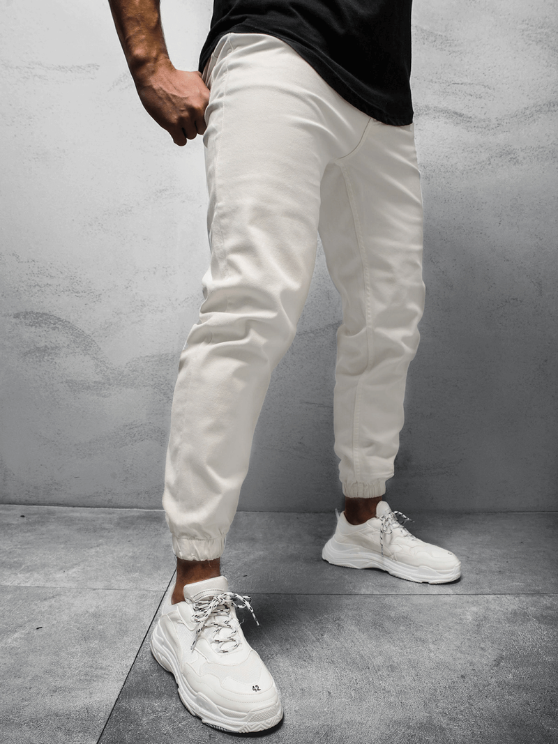 Spodnie męskie jeans jogger białe OZONEE O/4561