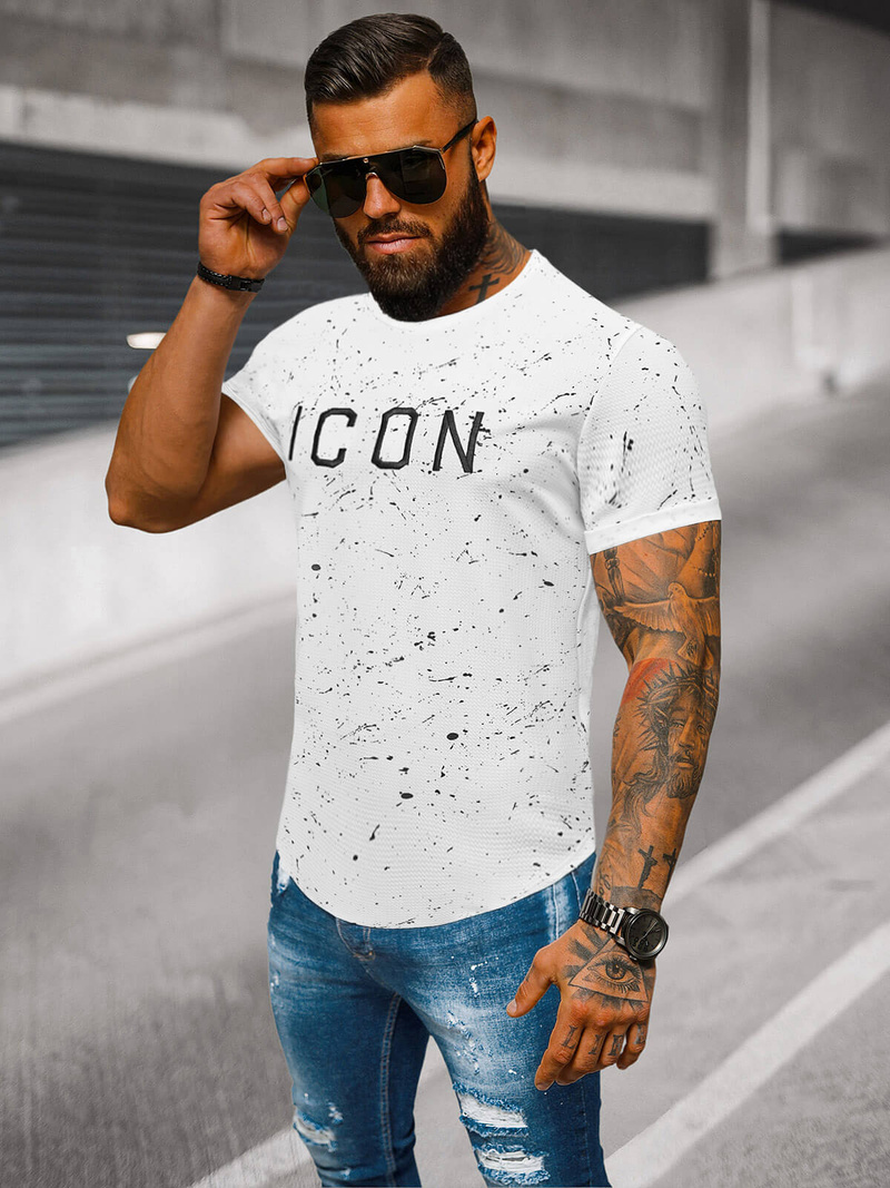 T-shirt męski biały OZONEE O/P1289Z