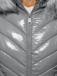 Kurtka zimowa damska z futerkiem szara OZONEE O/DK059/24