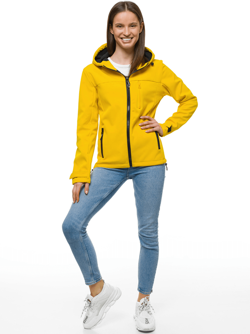 Kurtka softshell damska z kapturem żółta OZONEE JS/KSW6007